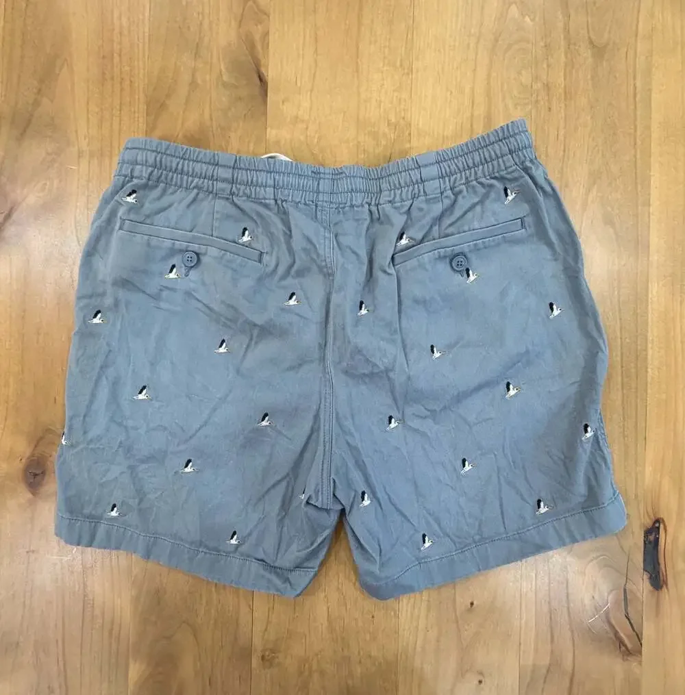 J. Crew Men's Elastic Waist Dock Shorts with Pelican Print Large